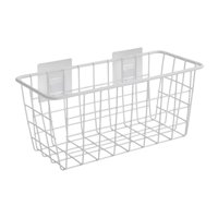 Magideal - Cesta De Alambre Colgante De Metal, Cesta De Pared Colgante Para El Hogar, Decoración Rústica De Granja Para Despensa, Ducha, Baño, Dormitorio, Cocina Blanco