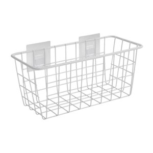 Magideal - Cesta De Alambre Colgante De Metal, Cesta De Pared Colgante Para El Hogar, Decoración Rústica De Granja Para Despensa, Ducha, Baño, Dormitorio, Cocina Blanco