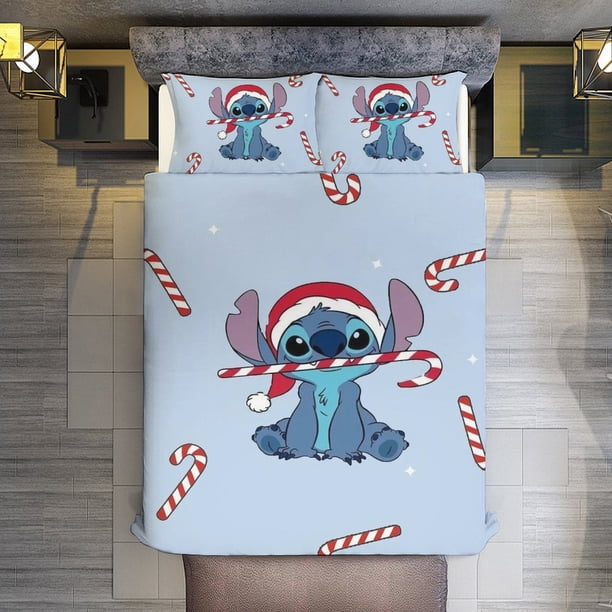 Merry Christmas Stitch 3 Pieces Duvet Cover Set Full Size Super Soft Fade Resistant Microfiber