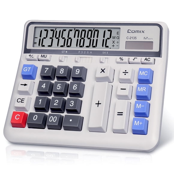 Calculadora de escritorio Comix Solar/Batería con pantalla LCD de 12 dígitos