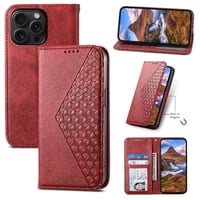 Funda Flip Foxdock Para Iphone 15 Pro Max , Estilo Billetera Con Diseño Rombo, Correa De Mano Y Soporte, Uso Diario