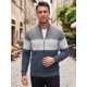 thumbnail image 5 of INSPIRE CHIC Chaquetas de Suéter para Hombre Cuello Alto Rayas en Contraste Chaqueta de Suéter M Gris Azul Marino, 5 of 6