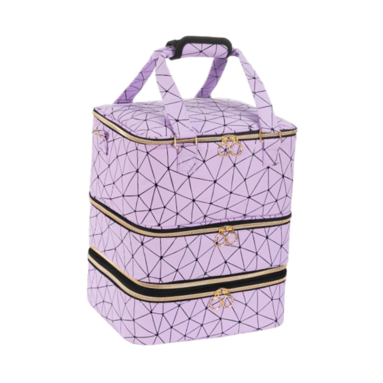 Ioensy - Estuche Organizador De Esmaltes De Uñas De 3 Capas De Pu, Portátil, Para Brochas De Perfume Y Cosméticos