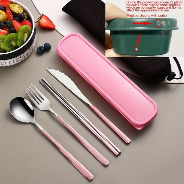 Set, 304 Stainless Steel Portable Gift Cutlery Set Korean Cutlery Knife Fork Spoon Chopsticks Four Piece Set Portable
