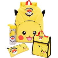 Set De Mochilas Pokémon Pikachu De 4 Piezas Con Lonchera Y Botella De Agua