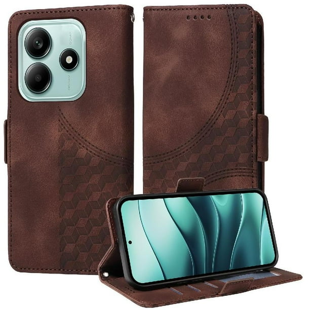 Carcasa FOXDOCK Xiaomi Redmi Note 14 4G de cuero PU, diseño acolchado clásico, protección contra caídas y rayones