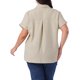 thumbnail image 3 of Agnes Orinda Camisas de Mujer Tallas Grandes con Botones, Cuello con Solapa, Mangas Cortas Enrolladas, Dobladillo Dividido, Blusas de Verano, Tops Casuales con Bolsillo 2X Beige, 3 of 5