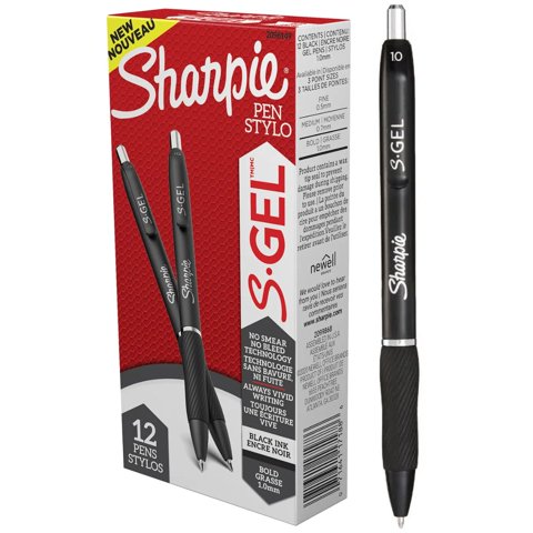 Lapiz Gel Sharpie Punta Media Negro X12
