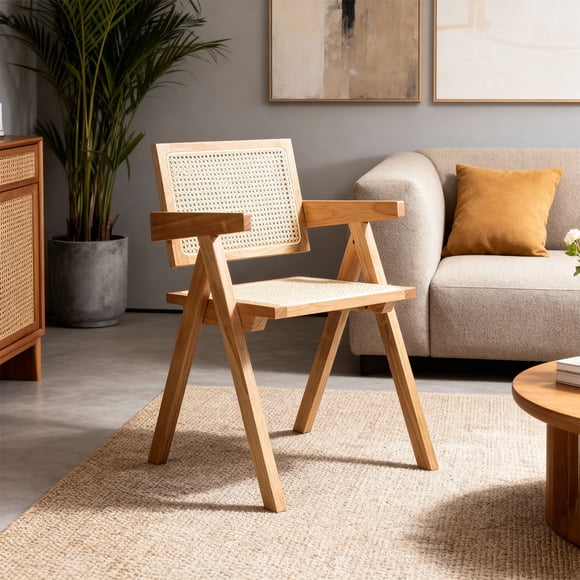 Silla Comedor o sitial Chandigarh Ratán Madera Natural Venhoouse