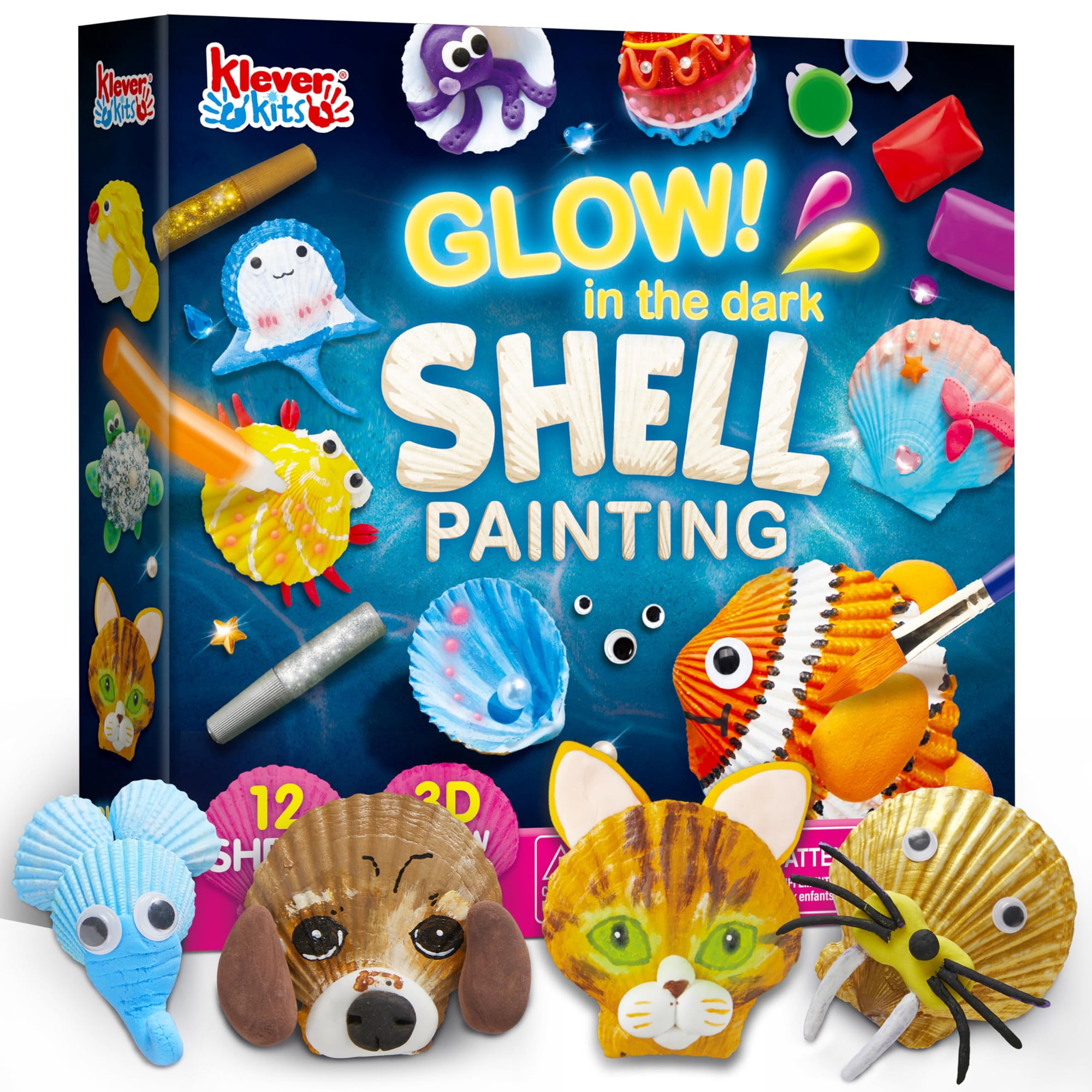 Kit De Pintura De Conchas Marinas Klever Kits, 12 Unidades Que Brillan En La Oscuridad
