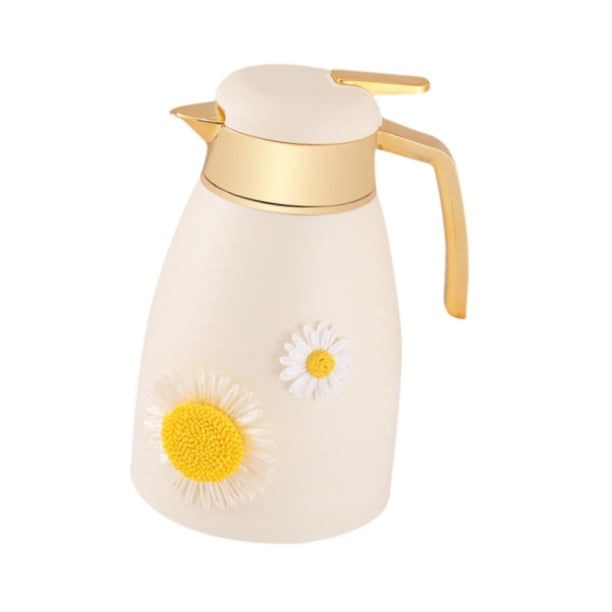 Jarra Térmica De Café De 1 L Con Revestimiento De Vidrio, Dispensador De Agua Caliente Para El Hogar, Cafetería, Jugo, Girasol