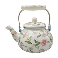 Magideal - Hervidor De Té Esmaltado, Hervidor De Agua Con Agarre Cómodo, Calentador De Agua Y Leche, Cafetera, Olla Esmaltada Floral Verde Para Fiesta En Casa Y