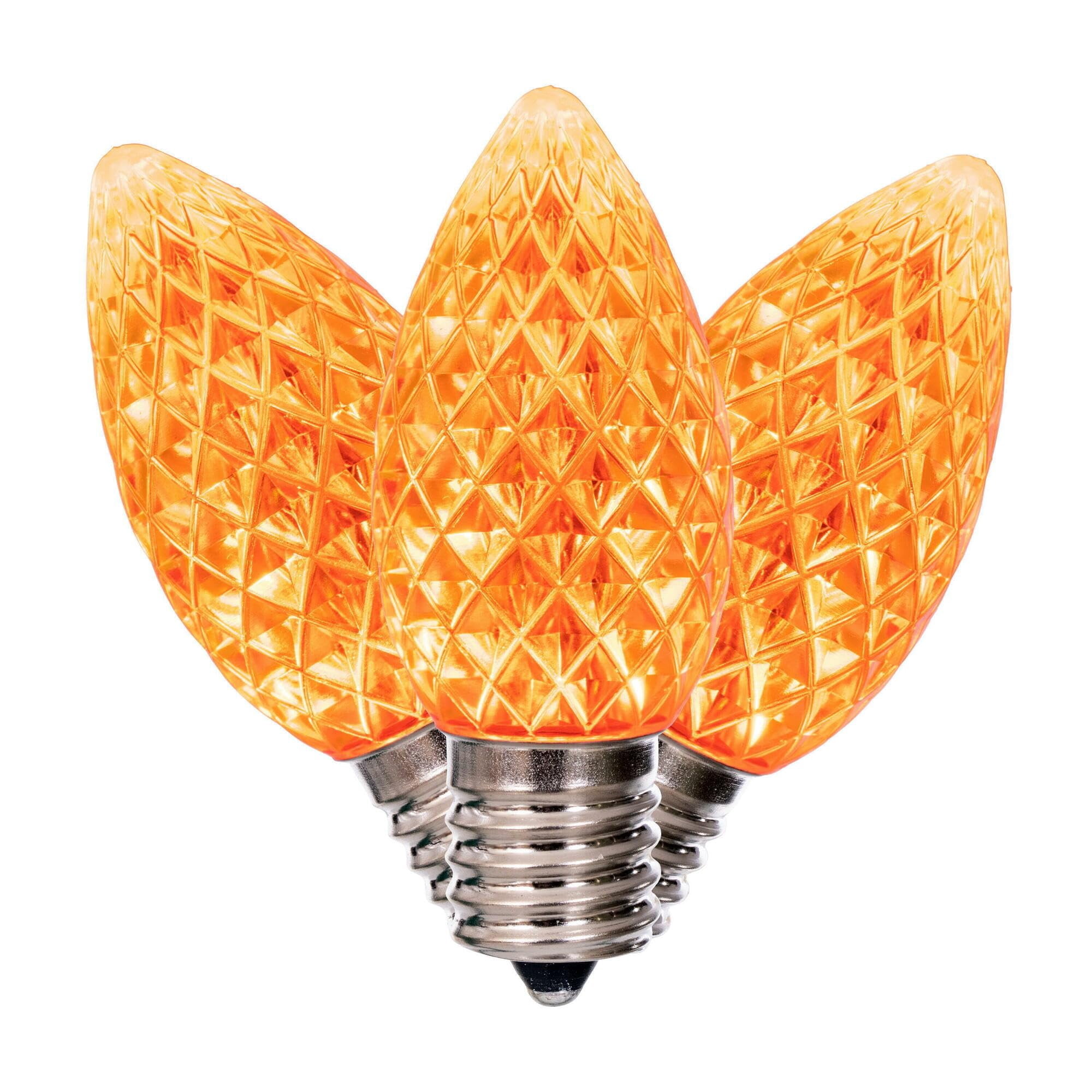 Bombilla Led Vickerman C9-e17 Con Base Smd Facetada Naranja Centelleante