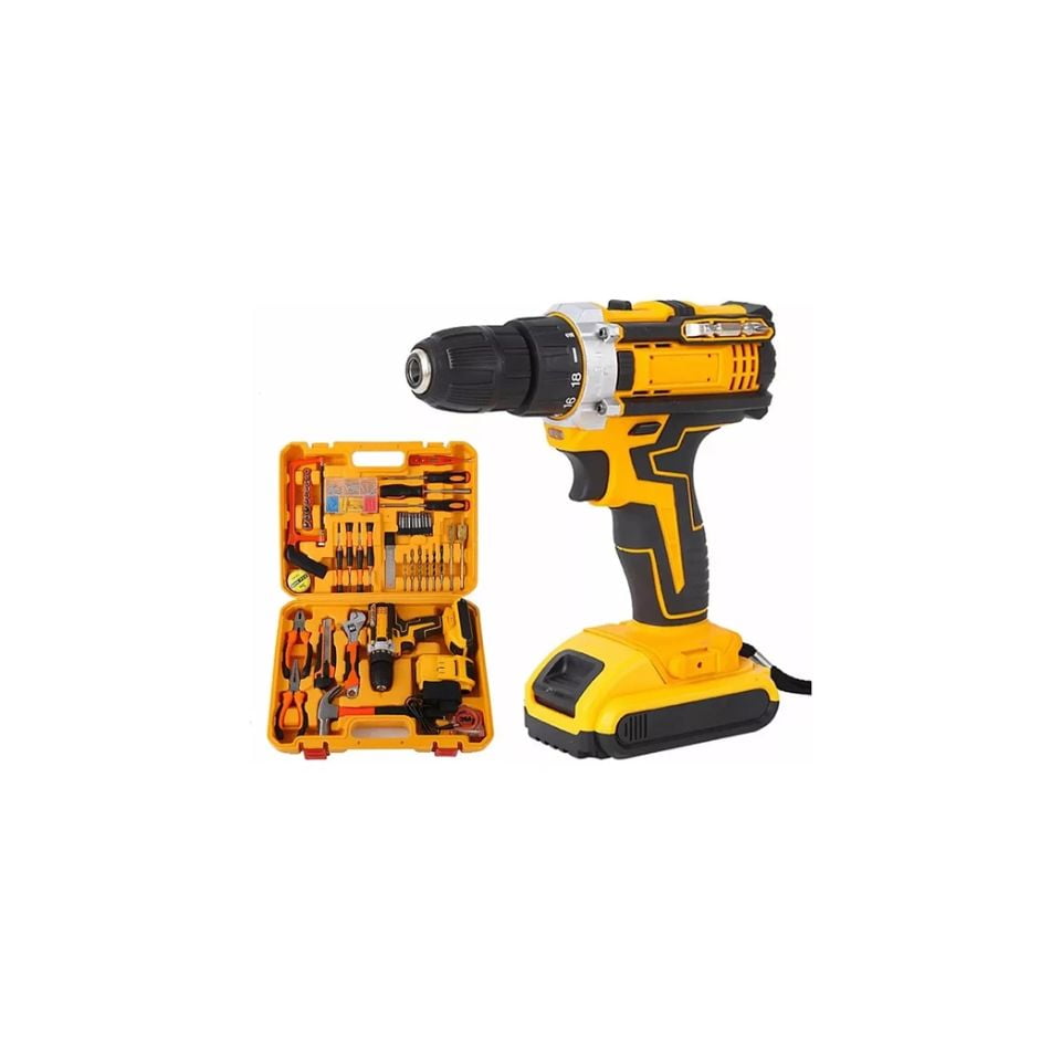 Inalambrico - Taladro Destornillador Inalámbrico Con Kit Herramientas 28w Color Amarillo Frecuencia 59-80