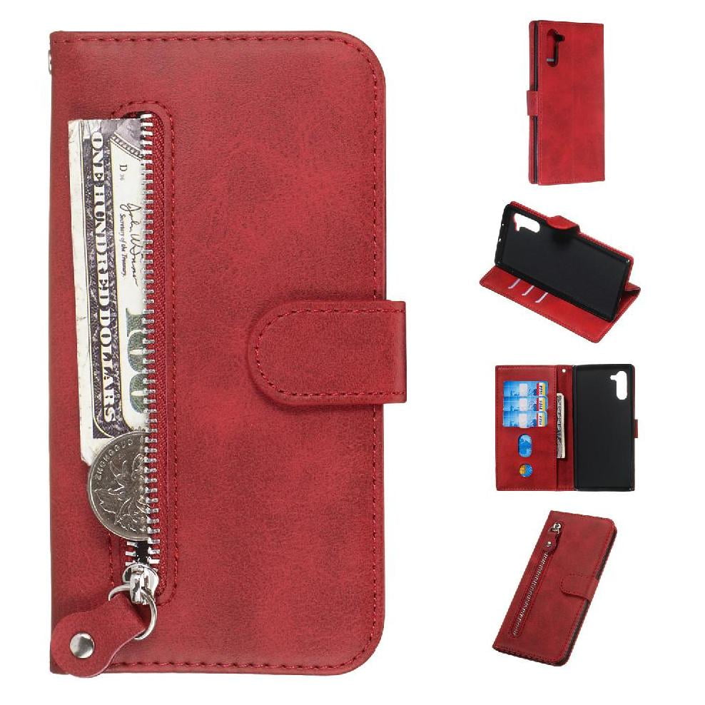 Gangxun - Funda Con Cremallera Para Samsung Galaxy Note 10 Plus, Carcasa Cartera De Cuero Pu Con Soporte Y Tarjetero