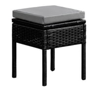 Velazio - Taburete Para Terraza Símil Rattan Cojín Impermeable Pack X2