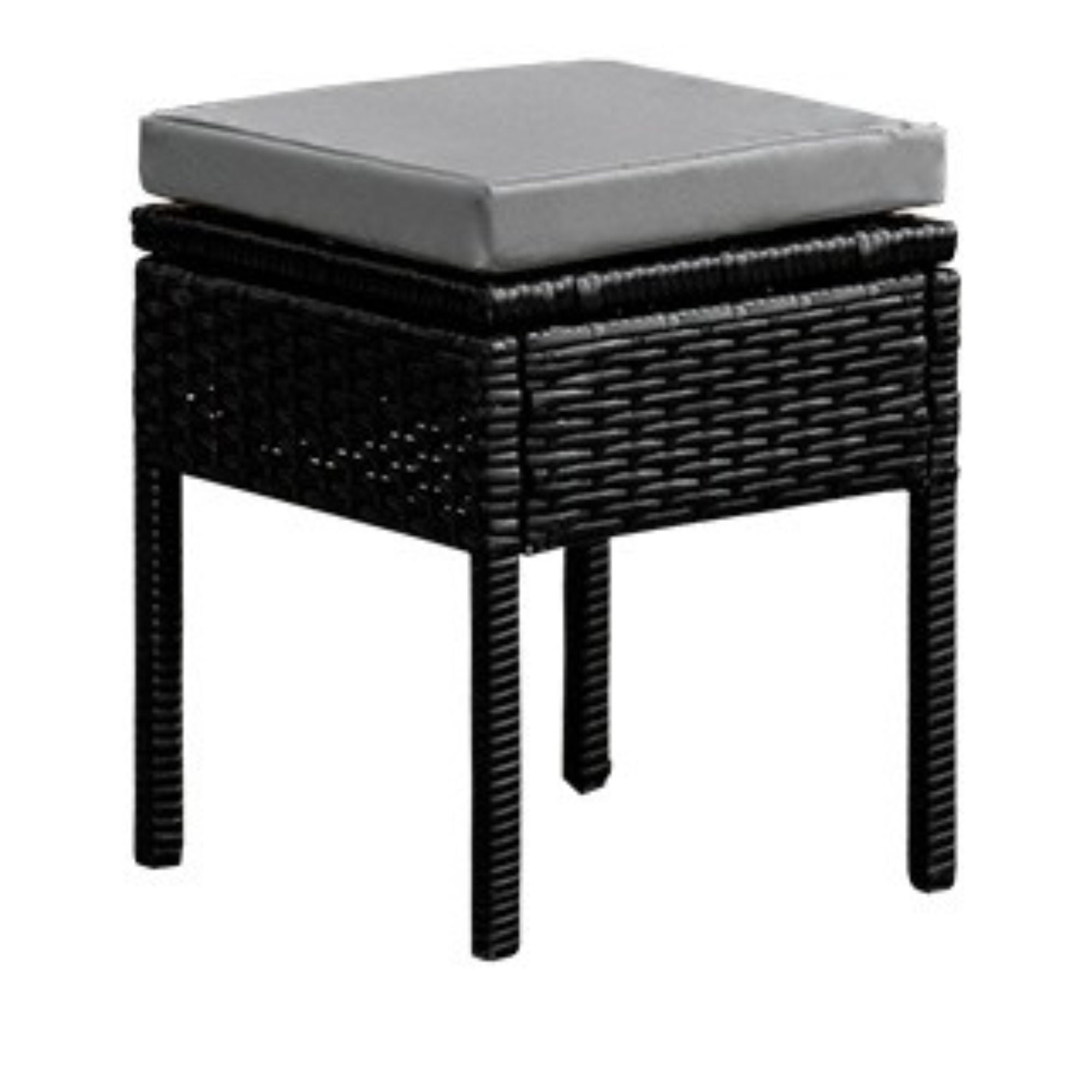 Velazio - Taburete Para Terraza Símil Rattan Cojín Impermeable Pack X2