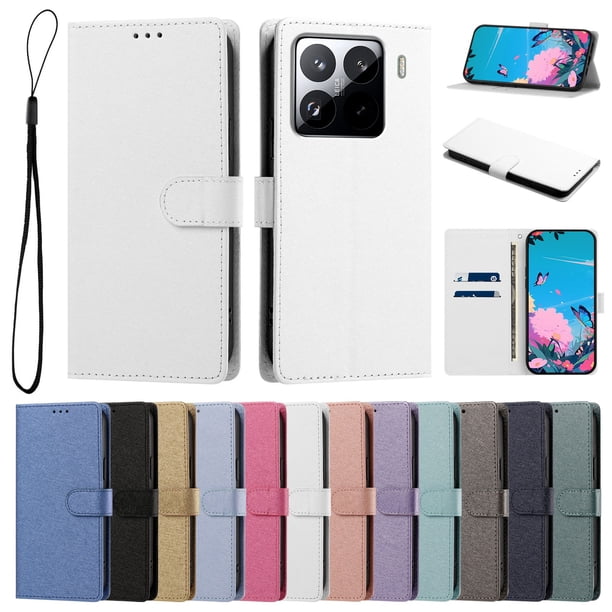 Funda Cartera de PU para Xiaomi 15 Pro con Tarjetas, Blanco