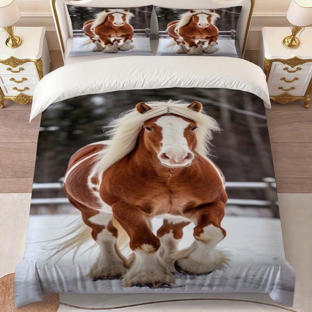 Gypsy Vanner Themed Print Three-Piece Bedding Set Soft Duvet Cover And Two Pillowcases