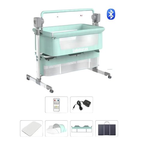 Cuna Colecho Mecedora Eléctrica Verde Lubabycas