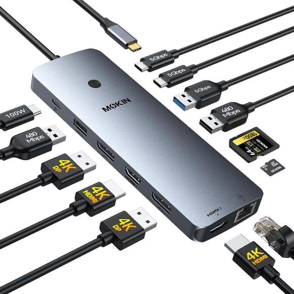 Docking Station MOKiN USB-C Triple 4K 100W PD
