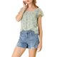 thumbnail image 5 of INSPIRE CHIC Blusa Floral de Mujer para el Día de San Valentín, Cuello Cuadrado Casual de Verano, Manga Corta de Chifón con Volantes XS Verde, 5 of 8