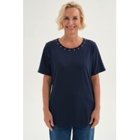 Fashionspark - Polera Mujer Detalle Cuello Azul