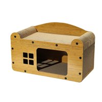 Ioensy - Casa De Cartón Corrugado Para Gatos, Condominio Para Gatos Pequeños, Medianos Y Grandes, Decoración Del Hogar L