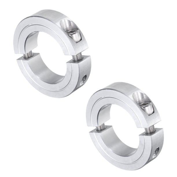 2 Paquetes de Collar de Eje de Abrazadera Doble Dividida 1-1/4" de Diámetro Interior, Collar de Abrazadera de Dos Piezas, 2-1/16" de Diámetro Exterior, 1/2" de Espesor, Aluminio
