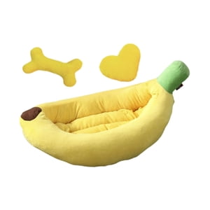 Ioensy - Cama Nido Para Perros Con Forma De Plátano, Lavable A Máquina, Suave, Para Las Cuatro Estaciones, Para Mascotas, Tamaño L