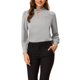 thumbnail image 1 of INSPIRE CHIC Blusa de Mujer con Cuello Alto, Pliegues, Botón de Ojal, Botón, Talla L, Gris, 1 of 6