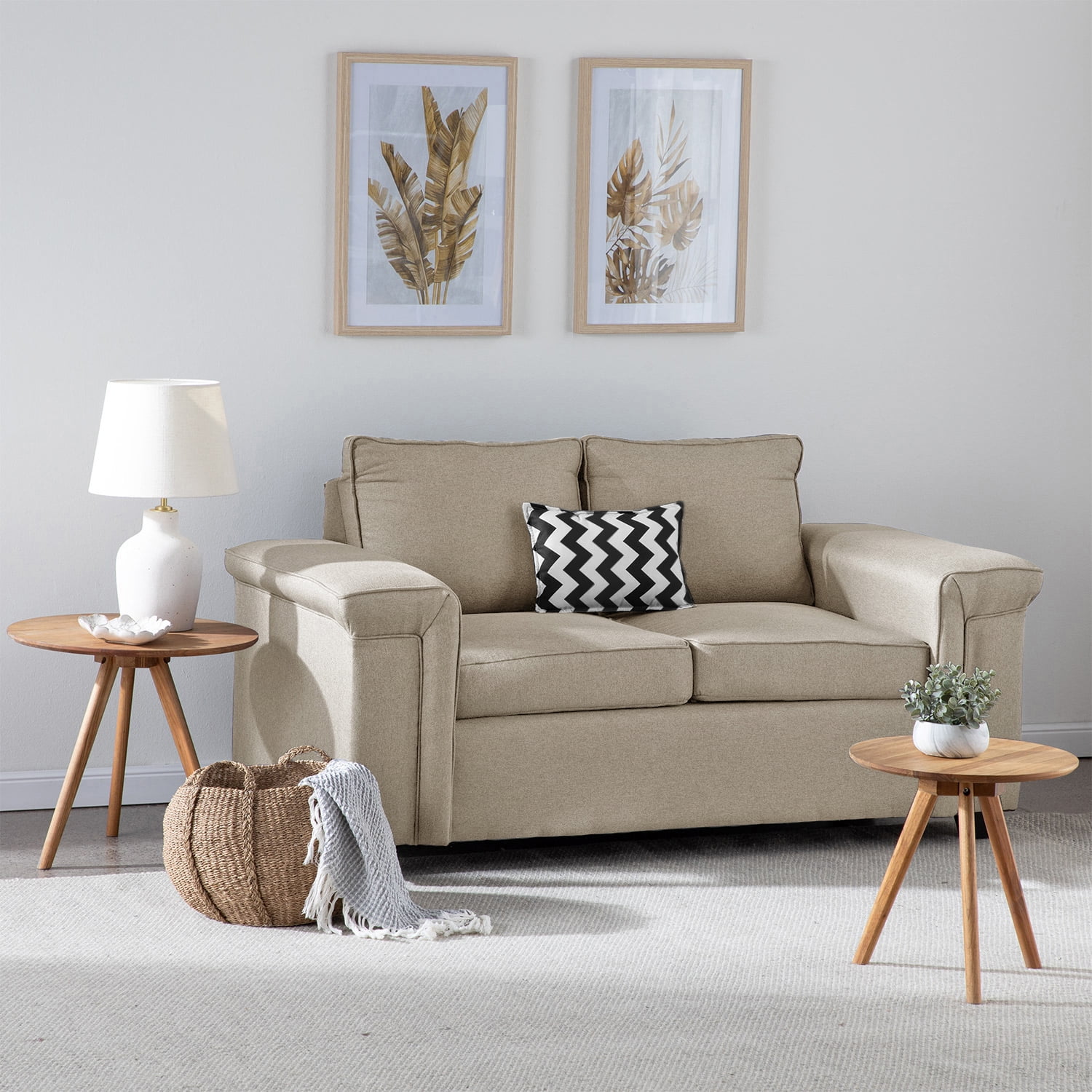 Muebles Cottoni - Sofá 2 Cuerpos Sicilia Tela Beige