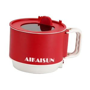 Genérico - Mini Olla Caliente De 1,5 L, Cocina De Ramen Portátil Para Pasta, Huevo, Avena, Rojo Y Blanco