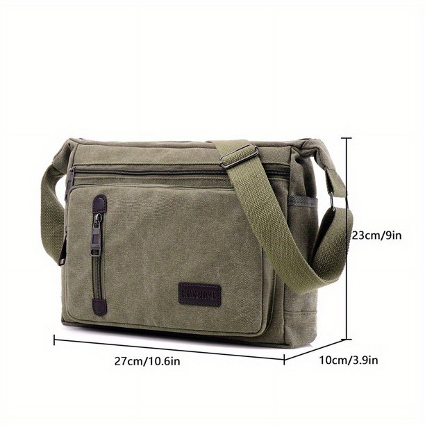 1pc Men's Crossbody Messenger Bag Canvas Bag With Upgrade Thickened Canvas Material Messenger Bag Singel Shoulder Large Capacity Bag Large Capacity Multi-Pocket