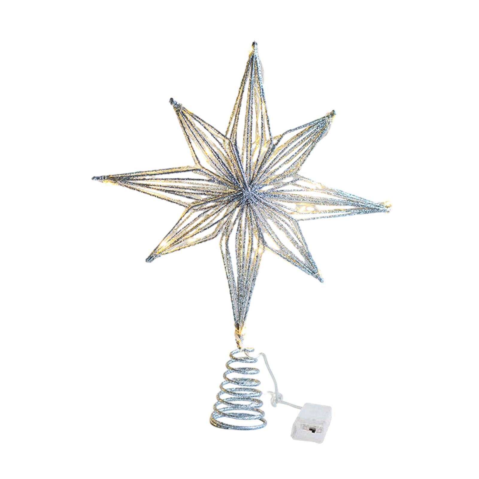 Bothyi - Adornos De Estrella Para Árbol De Navidad Copa De Árbol De Estrella Brillante De Temporada 3D 30 Cm Plata