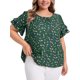 thumbnail image 1 of GRACIA Y GRANDEZA Blusas de Mujer Tallas Grandes Estampado Floral Cuello Redondo Volantes de Doble Capa Manga Corta Blusas de Verano 2X Verde Oscuro, 1 of 7