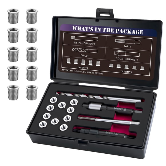 Kit de reparación de roscas SENNMONN M6X1.0 con taladro, grifo y 10 insertos