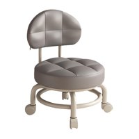 Magideal - Asiento Rodante De Respaldo Bajo, Reposapiés De Sofá De Pu, Taburete De Rodillo De Limpieza Multiusos, Taburete De Pedicura Para Salón, Hogar, Bibliot Gris Oscuro