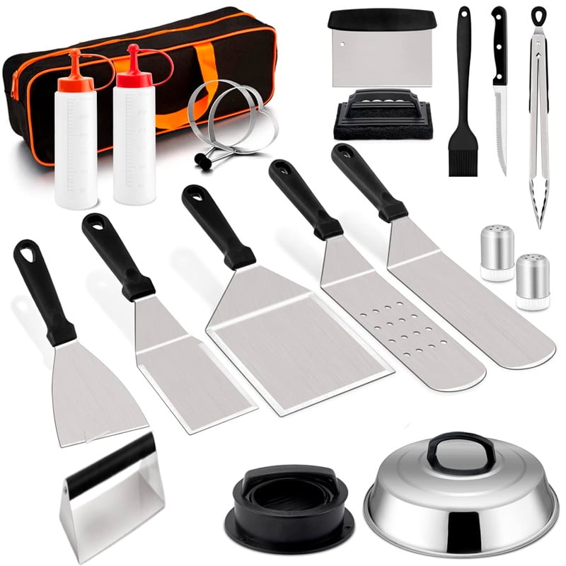 Wakeshome - Kit 20 Accesorios Para Plancha Juego De Herramientas Teppanyaki Acero Inoxidable Para Cocina Camping
