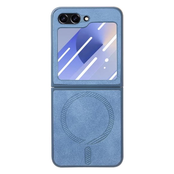 Magnetic Slim Case for Samsung Galaxy Z Flip 6 with Camera Guard & Anti-Scratch Back Blue