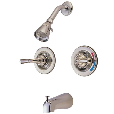 Grifo Kingston Brass Kb678 Para Bañera Y Ducha, Doble Manija, Níquel Cepillado