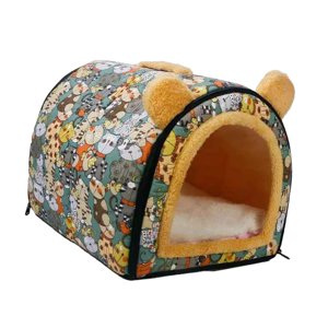 Ioensy - Casa Para Perros Otoño Invierno Cojín Interior Cama Para Perros Y Gatos Para Gatos Caniche Pomerania Verde Grande