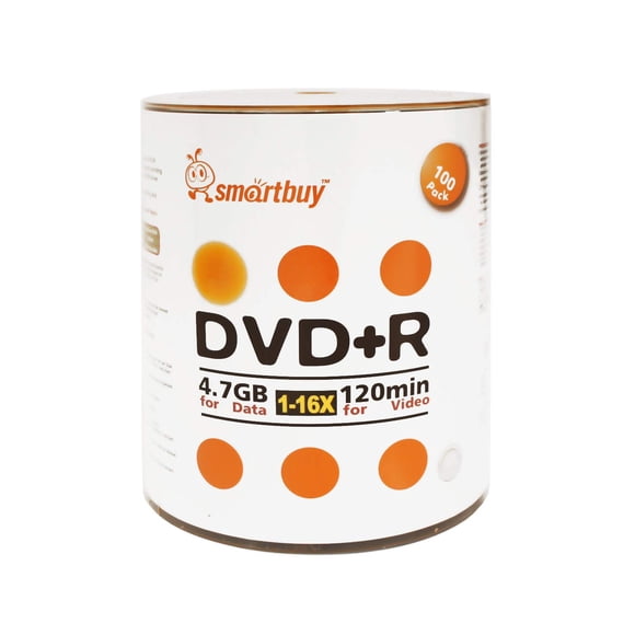 DVD+R Smartbuy, 4,7 GB, 16x Logo Top Surface, paquete de 100 unidades