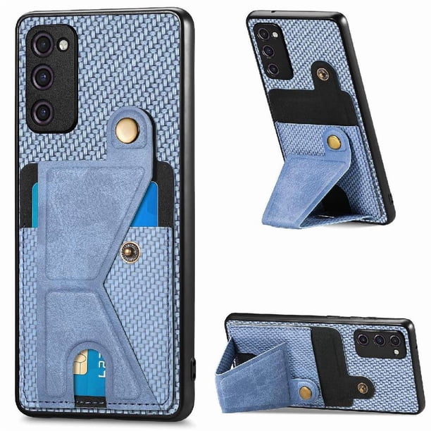 Funda Resistente para Samsung Galaxy S20 FE con Tarjetero y Soporte, Diseño Magnético Azul