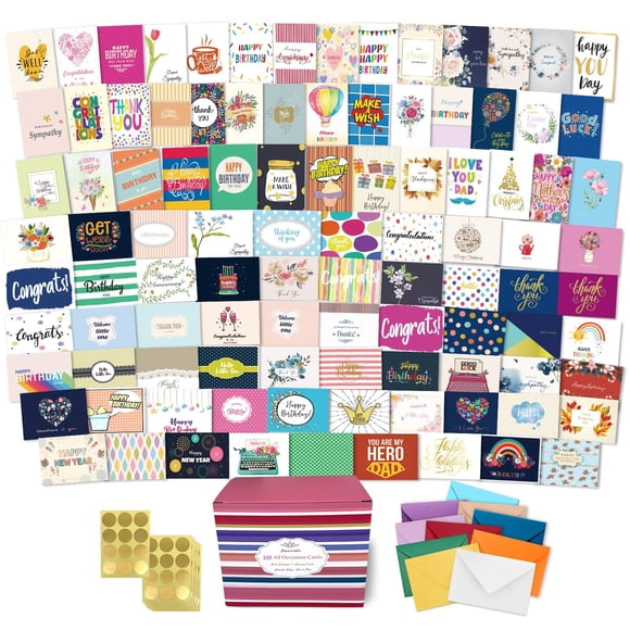 Juego De Tarjetas Variadas Para Todas Las Ocasiones 100 Con Sobres