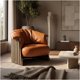 thumbnail image 5 of Sillón Lorenzo Individual Ecocuero Estructura Curva De Acero Marrón Liso, 5 of 8