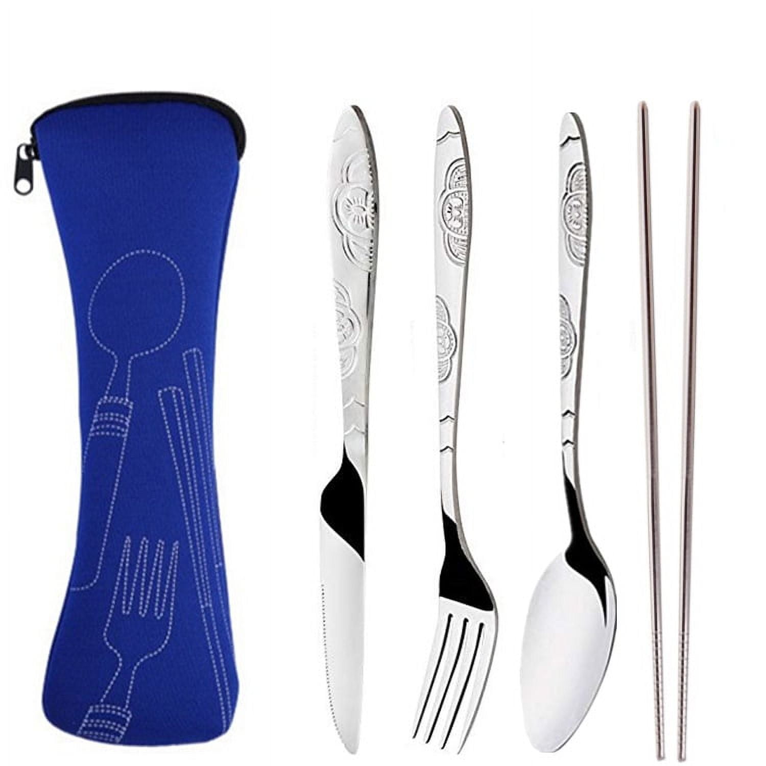 Xmhytop Juego De 4 Piezas Cubiertos De Cocina De Azul Oscuro Con Bolsa De Almacenamiento, Acero Inoxidable, Moderno Y Funcional,estilo A