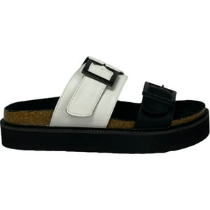 Sandalia Mujer Blanco/Negro London Detogni