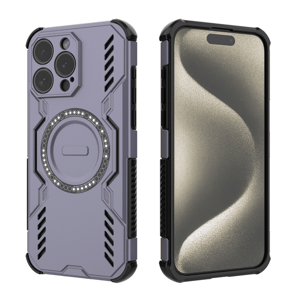 Funda FOXDOCK para iPhone 15 Pro Max , magnética, resistente a golpes, con soporte, unisex, carga inalámbrica