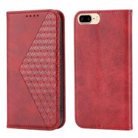 Funda Flip Foxdock Para Iphone 6 Plus , Estilo Billetera Con Diseño Rombo, Correa De Mano Y Soporte, Uso Diario